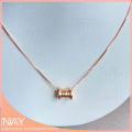 [Nay Jeweller] Sparkling Cylinder Pendant Rose Gold Plated 925 Sterling Silver Necklace. 