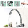 Wall Mount Kitchen Faucet tap - Single Handle Stainless  Steel. 