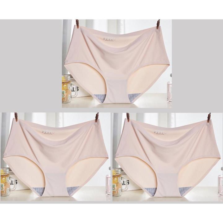 3piece - women's ice silk seamless underwear 3-piece mid-low waist