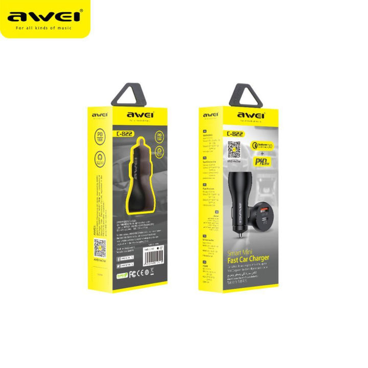 (Preorder)%20Awei%20C-825/C-822%2018W%20Mini%20Car%20Charger,%20PD%20QC%203.0,%202%20USB-A/Type-C%20Ports,%20Alcomm%20Quick%20Charge,%20iPhone%2012,%20Xiaomi,%20Huawei,%20Universal%20Devices%20-%20Image%206