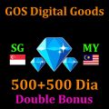 (Singapore / Malaysia Server) 500+500 Diamonds (First Recharge) - Mobile Legends. 