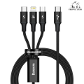 Baseus 3in1 PD 20W Fast Charging Cable Type-C Charger 3 in 1 USB C Cable Fast Charging Cable for iPhone. 