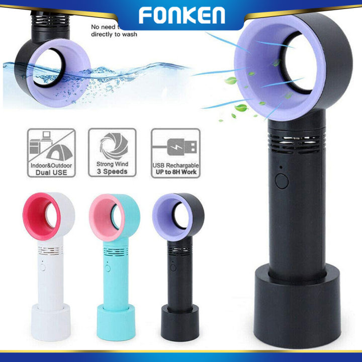 Fan Without Cable (Preorder)FONKEN Portable Bladeless Fan,Small USB Rechargeable Fan No ...