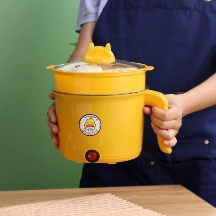 Mr.Duck တံဆိတ် ၂ထပ်ဇကာပါ Mini အိုး/ခေါက်ဆွဲပြုတ်အိုး