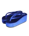 Thin Ya Nant Women's Myanmar Traditional Velvet Court-FlipFlop1/2 - Navy. 