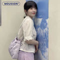 (Preorder)MOUSSON SMTING Korean Cloud Embroidery Cross-body Bag Space Cotton Cloth Bag အမျိုးသမီးလက်ကိုင်အိတ်. 