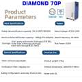 Diamond 70P | Commercial Dehumidifier with Pump 70L/Day, 820W , Up to 1400sqft(360m³), Ionizer ,15ft Drain Pump , WiFi App Control. 