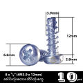 8 x ¹/₂" (#M3.9 x 12mm) ခေါင်းလုံးထိပ်တုံးစကူ Cross Recessed Philips Pan Head Dog Point Self Tapping Screw (Stock Limited). 