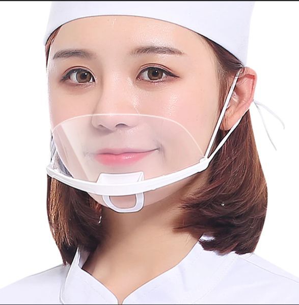 Clear Plastic Transparent Mouth Shield Multipurpose Uses kitchen hotel bakery hospital supermarket workshop aesthetic clinic kitchen facemask