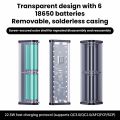 6x18650 Battery Holder 22.5W Fast Charging Transparent Power Bank Case (Battery not included). 