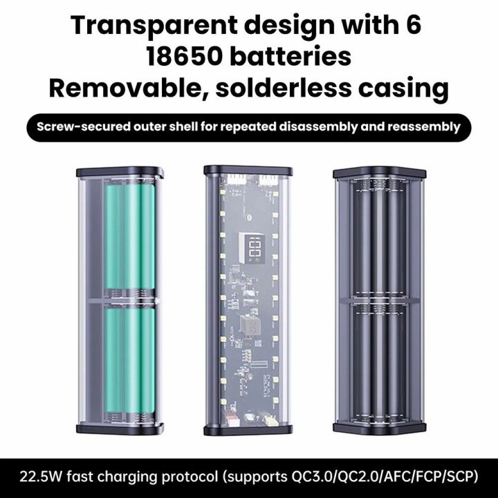 6x18650%20Battery%20Holder%2022.5W%20Fast%20Charging%20Transparent%20Power%20Bank%20Case%20(Battery%20not%20included)%20-%20Image%203