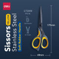 DELI Stainless Steel Black Blade Scissors Home Multi-function Office Anti Rust Scissors Stationery Handmade Craft Paper Fabric Cutting Tools. 