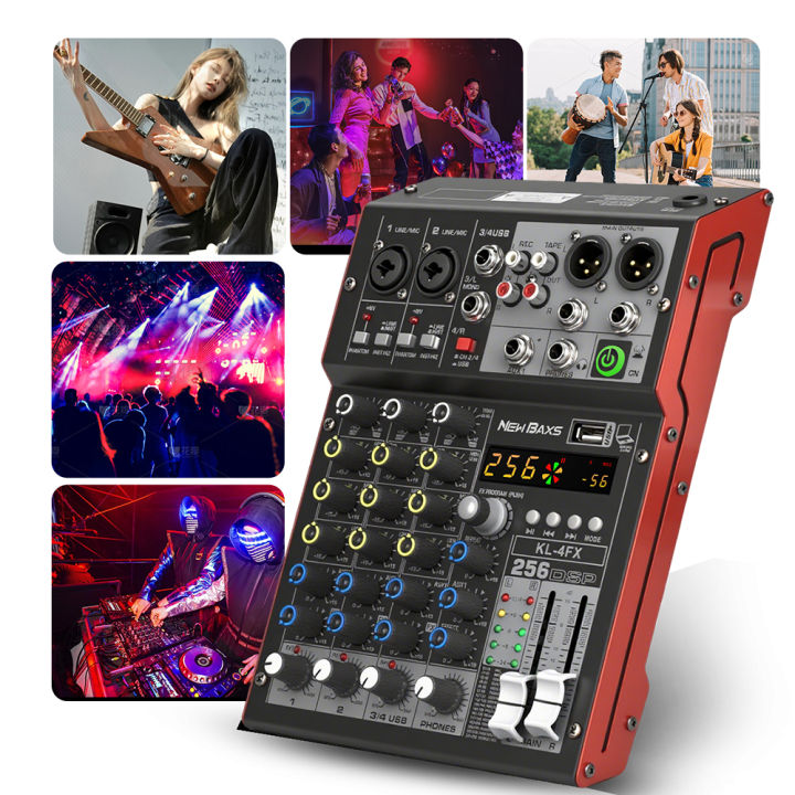 (Preorder)NewBaxs%20KL4FX%204-Channel%20Audio%20Mixer%20Professional%20Sound%20Mixing%20Console%20256DSP%2048V%20Power%20USB%20MP3%20Bluetooth%20KTV%20Party%20Event%20Mini%20Mixer%20-%20Image%207