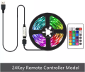 TV LED Light Bar 5V 5m 300 Lights USB RGB (Red Green Blue) Background Lighting Decorative Tape Ribbon Night Light for Christmas Party Bedroom with 24 Button Remote Control. 