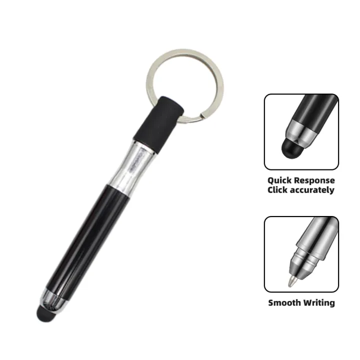 (Preorder)FONKEN%203%20In%201%20Touch%20Screen%20Pen%20Black%20Ballpoint%20Pen%20Stylus%20Keychain%20Capacitive%20Plastic%20Chain%20Ring%20Small%20Drawing%20-%20Image%202