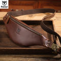 (Preorder) Men's European and American Leather Bags Vintage Men's Waist Bag Cowhide Tab Tote Bag အမျိုးသားသုံးသားရေခါးပတ်အိတ်. 