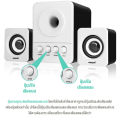 (Preorder) SADA D203 Stereo Speaker: 2.1 stereo speakers with separate left and right subwoofers for clear sound. USB and 3.5mm jack connectivity.. 