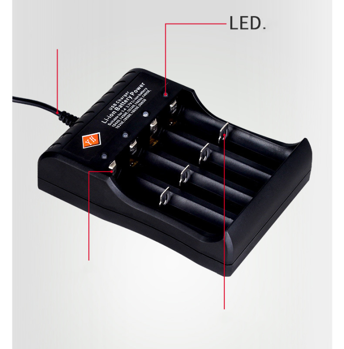 18650 Four Slot Lithium Battery Charger Rechargeable Lithium Li ion Batteries Compatible 18650 26650 21700