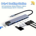 Type C Extender 8 in 1 USB Hub with HDMI Adapter with SD TF Card Reader Rj45 PD Fast Charging. 