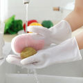 1 Pair Silicone Dishwashing Gloves Non-slip Dish Washing Gloves Oven Mittens Cooking Gloves Kitchen Cleaning Brush. 