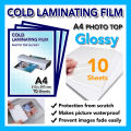 Cold Laminating Self Adhesive Film  A4 Glossy  10 Sheet  Photo Protect Waterproof Plastic Film  Photo Top Sticker Sheet Transparent Surface. 