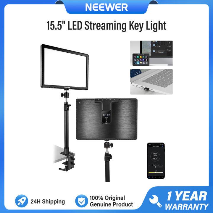 (Preorder) NEEWER 15.5" LED Streaming Keylight, Clamp-on Desktop Panel Light for Game Recording, Calls, Zoom, CRI97+, PC/Mac iOS/Android 2.4G App Control, Compatible with Elgato Stream Deck, GL1 PRO