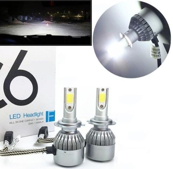 2 Pcs C6 H7 Car Headlight Led Cob 36W 3000K for Led Car Light