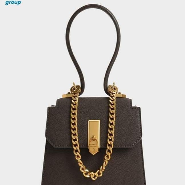 Charles & Keith Geometric Top Handle Chain -Link Bag