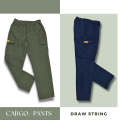 Code_4022 Comfortable Long Cargo Drawstring Pants ကြိုးဆွဲချည်ဘောင်းဘီရှည် - Stay Stylish and Relaxed. 