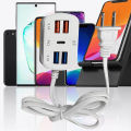 4 Port USB + PD Fast Charger with Power Cord for Universal Mobile Phone. 