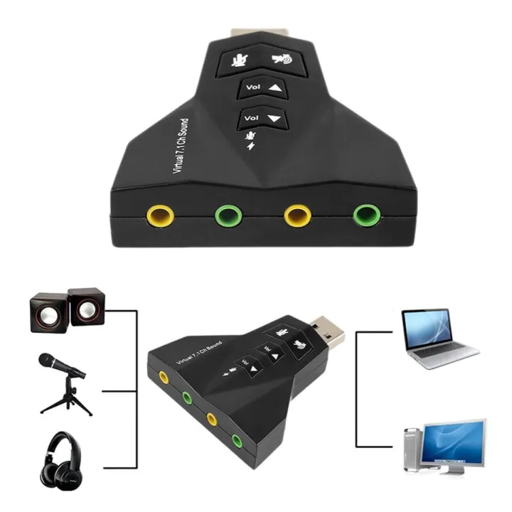 7.1 external independent USB sound card for the game users to bring a new experience.The virtual USB 7.1 channel sound adapter