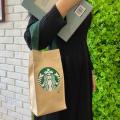 Starbucks Canvas Water Bottle Bag Thermos Mug Canvas Tote Bag. 