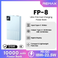 Remax - FP-8 10000mAh Ultra Thin Fast Charging Power Bank ( PD 20W + QC 22.5W ). 