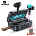 Wiresto True Wireless Earbuds Mini Earphone Headphone TWS Wireless Bluetooth V5.0 Headset Sport Music Stereo Headphone LED Display Noise Canceling with Microphone Free Case Box Charging Case. 