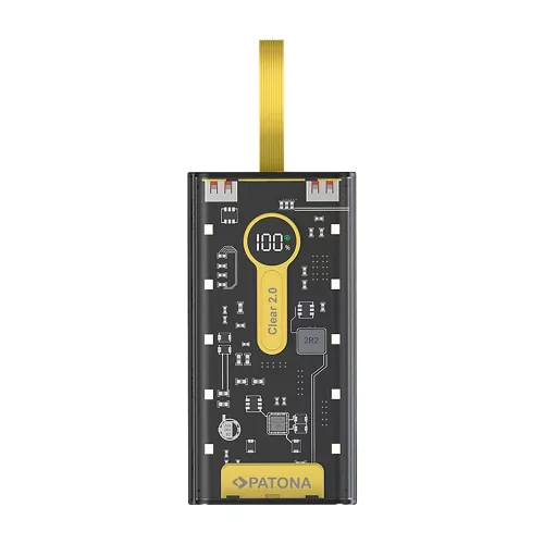 20000mAh Transparent Power Bank, 22.5W Type-C PD Fast Charging, Dual USB QC Ports, LED Display, SOS Torch Light, Lithium Polymer Battery(Black)