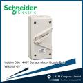 Schneider Isolator, Surface Mount Double Pole Isolating Switch, IP66, 55A, 440V, Wheatherproof. 