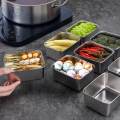 Clover 1pcs Food Container Stainless Steel Side Dish with Lid Stable Placement Curved Edge Design. 