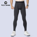 (Preorder)WEST Cycling Men Compression Pants Gym Fitness Sports Running Leggings Tights Quick Dry Fit Training Jogging Pants Black အားကစားဘောင်းဘီရှည်. 
