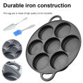 (Preorder) 【winnereco】7-cup Cast Iron Egg Pan, Non-stick Pancake Pan with Brush, Omelette Pan for Gas and Induction Cooktops. 