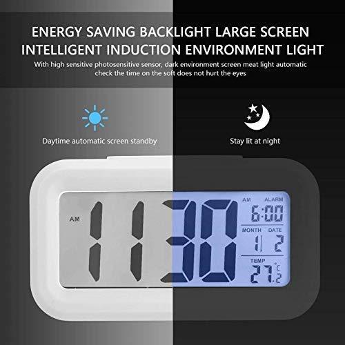 Smart Optical Control LCD Clock with Automatic Sensor Backlight, Snooze Alarm, Date and Temperature for Home and Office