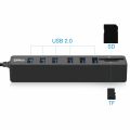 USB Hub Combo Splitter 6 Ports USB 2.0 High Speed Mini 2 In 1 SD TF Card Reader super mini size which is portable and convenient. 