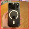 (Preorder)【IN stock Iphone Case】Luxury Transparent Wireless Charge Magsafe Case for iPhone 17 Air 16Pro 15 17Pro Max Clear Lens Protection Hard Back Cover. 