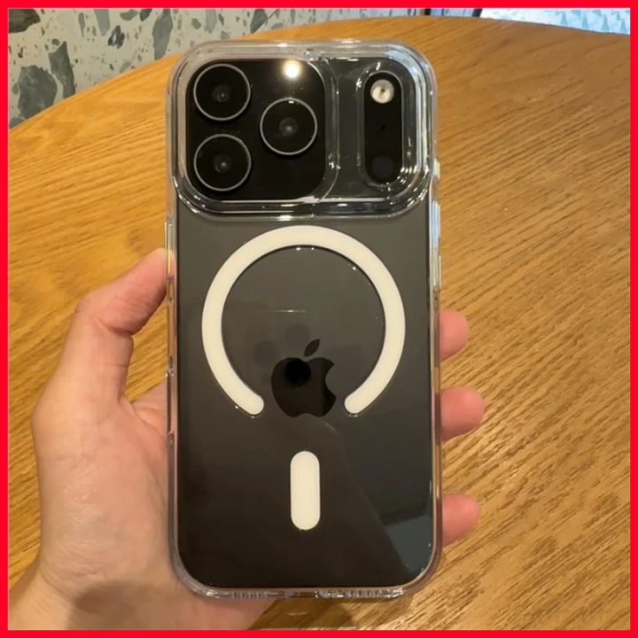 (Preorder)【IN stock Iphone Case】Luxury Transparent Wireless Charge Magsafe Case for iPhone 17 Air 16Pro 15 17Pro Max Clear Lens Protection Hard Back Cover