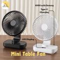 Mini Portable Table Fan LED Display Auto Rotating. 