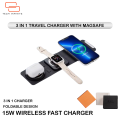 Tech Infinite 3 in 1 Foldable Wireless Charger Pad for iPhone Watch Earphone 15W Fast Charging for Airpods Magnetic Attached Safe Charging Wireless Charger Stand Foldable Magnetic Charger Dock Wireless Fast Charging Station for iPhone Watches Airpods. 
