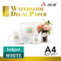 Waterslide Decal Paper for Inkjet Printers, ( White Base ) Water Slide Transfer Paper 8.5x11 in for DIY Tumbler, Mug, Glass Decals. 