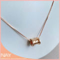 [Nay Jeweller] Sparkling Cylinder Pendant Rose Gold Plated 925 Sterling Silver Necklace. 