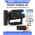 (Preorder) XGODY Gimbal A6 Portable Smart Projector, Android TV System, Native 1080P, 4K Support, 500 ANSI Lumens, 180° Rotation, ScreenCast/Airplay/Miracast Support Automatic Image Alignment for Home Theater. 
