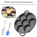 (Preorder) 【winnereco】7-cup Cast Iron Egg Pan, Non-stick Pancake Pan with Brush, Omelette Pan for Gas and Induction Cooktops. 