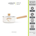 (Preorder) Anitech X Snoopy pan with glass lid, model SNP-CW-SP18, has a wooden handle for comfort and safety. ဟင်းချက်အိုး. 